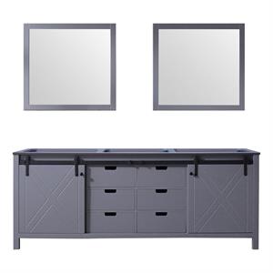 Lexora Home Marsyas 84&quot Double Vanity with Mirrors in Dark Gray