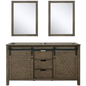 Lexora Home Marsyas 60&quot Double Vanity with Mirrors in Rustic Brown