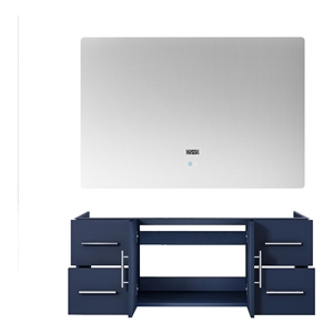Lexora Home Geneva 48&quot Single Vanity with LED Mirror in Navy Blue