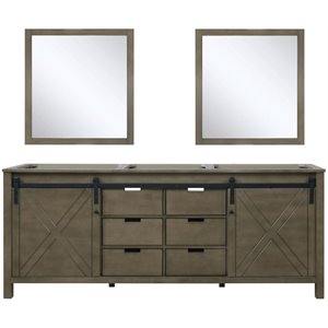 Lexora Home Marsyas 80&quot Double Vanity with Mirrors in Rustic Brown