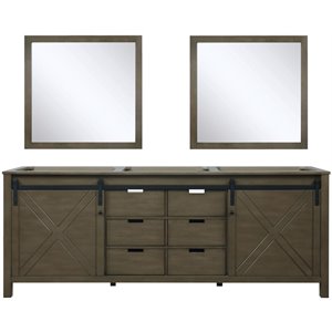 Lexora Home Marsyas 84&quot Double Vanity with Mirrors in Rustic Brown