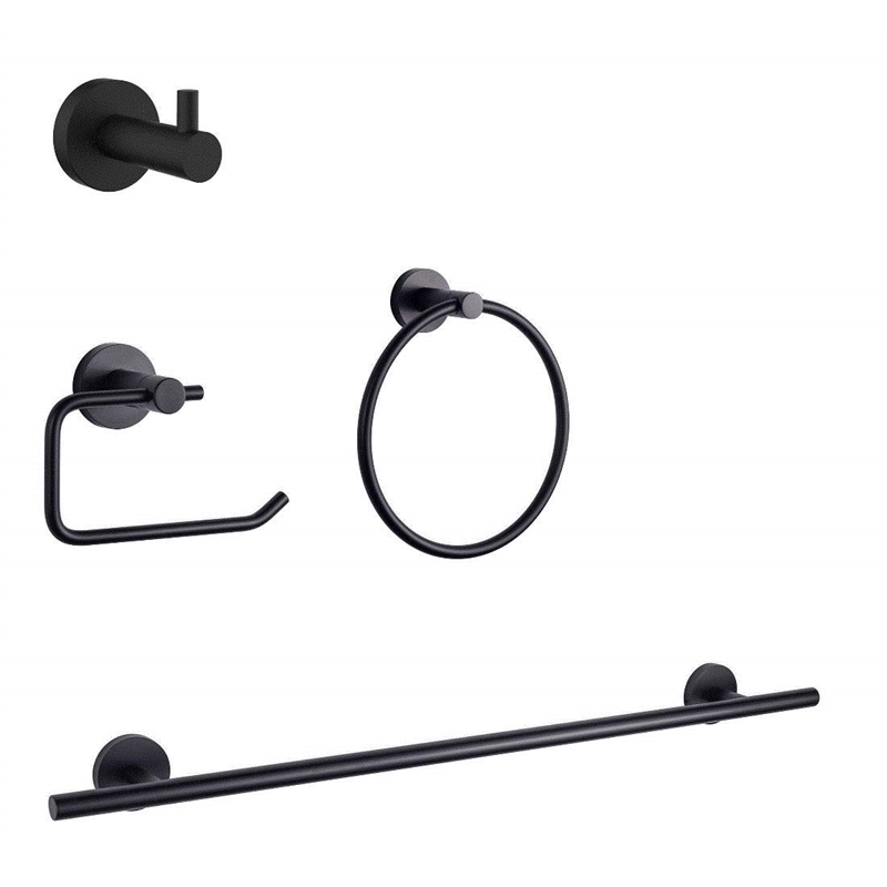 Lexora Home Bagno Nera 4-Piece Bathroom Accessory Set in Matte Black