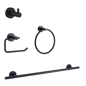 Lexora Home Bagno Nera 4-Piece Bathroom Accessory Set in Matte Black