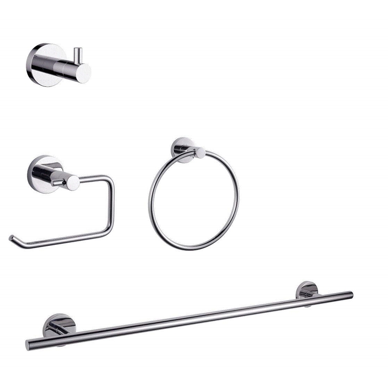 Lexora Home Bagno Nera 4-Piece Bathroom Accessory Set in Chrome