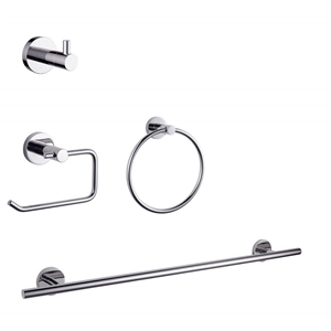 Lexora Home Bagno Nera 4-Piece Bathroom Accessory Set in Chrome