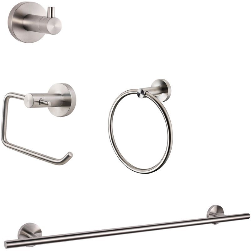 Lexora Home Bagno Nera 4-Piece Bathroom Accessory Set in Satin Nickel