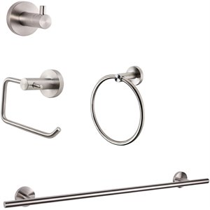 Lexora Home Bagno Nera 4-Piece Bathroom Accessory Set in Satin Nickel