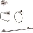 Lexora Home Bagno Nera 4-Piece Bathroom Accessory Set in Satin Nickel
