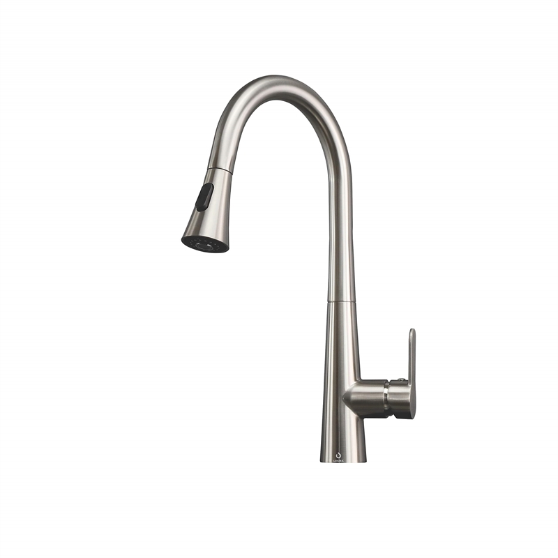 Lexora Home Furio Brass Kitchen Faucet with Pull Out Sprayer in Brushed Nickel