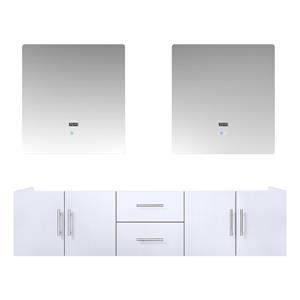 Lexora Home Geneva 72&quot Double Vanity with LED Mirrors in Glossy White