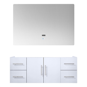 Lexora Home Geneva 48&quot Single Vanity with LED Mirror in Glossy White