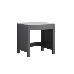 Lexora Home Jacques 30&quot Carrara Marble Top Make-Up Table in Dark Gray