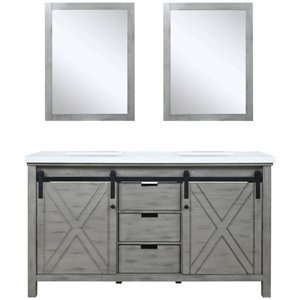 Lexora Home Marsyas 60&quot Quartz Top Double Vanity in Ash Gray