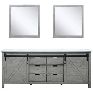 Lexora Home Marsyas 80&quot Quartz Top Double Vanity in Ash Gray