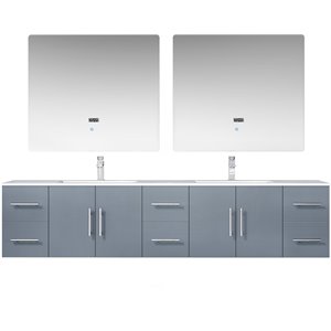 Lexora Home Geneva 84&quot Carrara Marble Top Double Vanity in Dark Gray