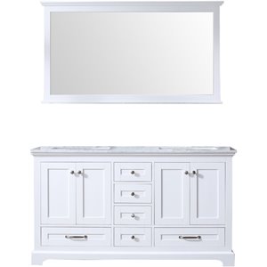 Lexora Home Dukes 60&quot Carrara Marble Top Double Vanity in White