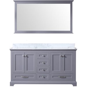 Lexora Home Dukes 60&quot Carrara Marble Top Double Vanity in Dark Gray