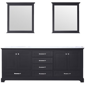 Lexora Home Dukes 80&quot Carrara Marble Top Double Vanity in Espresso