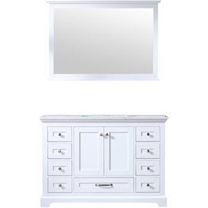 Lexora Home Dukes 48&quot Carrara Marble Top Single Vanity in White