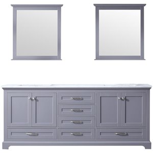 Lexora Home Dukes 80&quot Carrara Marble Top Double Vanity in Dark Gray