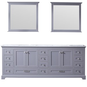 Lexora Home Dukes 84&quot Carrara Marble Top Double Vanity in Dark Gray
