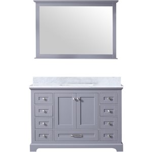 Lexora Home Dukes 48&quot Carrara Marble Top Single Vanity in Dark Gray