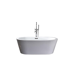 Lexora Home Lure 67&quot Free Standing Acrylic Bathtub in Glossy White