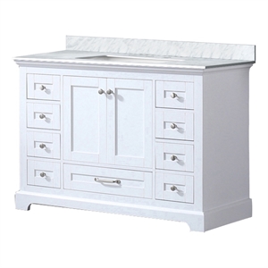 Lexora Home Dukes 48&quot Carrara Marble Top Single Vanity with Sink in White