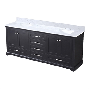 Lexora Home Dukes 80&quot Carrara Marble Top Double Vanity with Sinks in Espresso