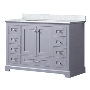 Lexora Home Dukes 48&quot Carrara Marble Top Single Vanity with Sink in Dark Gray