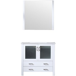 Lexora Home Volez 36&quot Single Vanity with Integrated Sink and Mirror in White