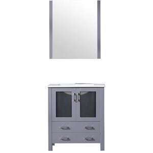 Lexora Home Volez 30&quot Single Vanity with Integrated Sink and Mirror in Dark Gray