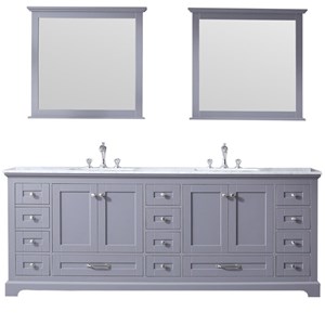 Lexora Home Dukes 84&quot Carrara Marble Top Double Vanity in Dark Gray
