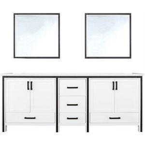 Lexora Home Ziva 80&quot Cultured Marble Top Double Vanity in White