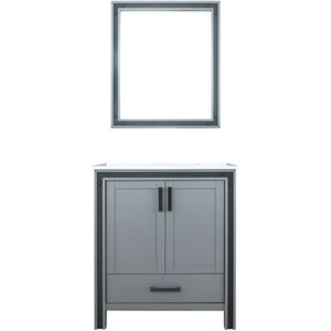 Lexora Home Ziva 30&quot Cultured Marble Top Single Vanity in Dark Gray