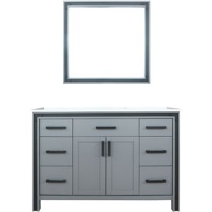 Lexora Home Ziva 48&quot Cultured Marble Top Single Vanity in Dark Gray