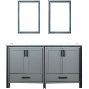 Lexora Home Ziva 60&quot Cultured Marble Top Double Vanity in Dark Gray