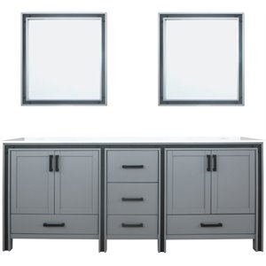 Lexora Home Ziva 80&quot Cultured Marble Top Double Vanity in Dark Gray