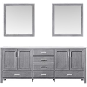 Lexora Home Jacques 80&quot Carrara Marble Top Double Vanity in Distressed Gray
