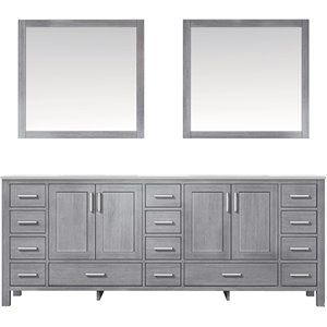 Lexora Home Jacques 84&quot Carrara Marble Top Double Vanity in Distressed Gray