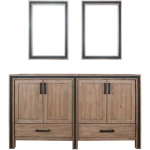 Lexora Home Ziva 60&quot Double Vanity with Mirrors in Rustic Barnwood