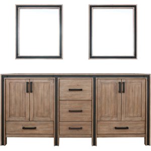 Lexora Home Ziva 72&quot Double Vanity with Mirrors in Rustic Barnwood
