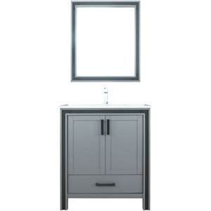 Lexora Home Ziva 30&quot Cultured Marble Top Single Vanity in Dark Gray