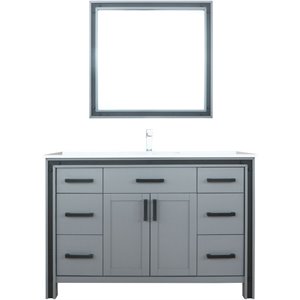 Lexora Home Ziva 48&quot Cultured Marble Top Single Vanity in Dark Gray