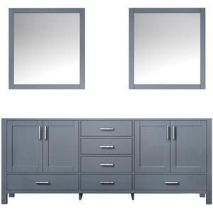 Lexora Home Jacques 80&quot Double Vanity with Mirrors in Dark Gray