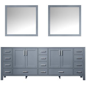 Lexora Home Jacques 84&quot Double Vanity with Mirrors in Dark Gray