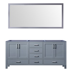 Lexora Home Jacques 72&quot Double Vanity with Mirror in Dark Gray
