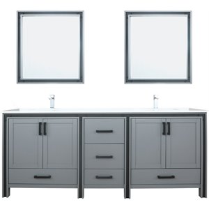 Lexora Home Ziva 80&quot Cultured Marble Top Double Vanity in Dark Gray