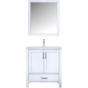 Lexora Home Jacques 30&quot Carrara Marble Top Single Vanity in White