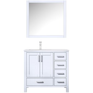 Lexora Home Jacques 36&quot Carrara Marble Top Single Vanity in White
